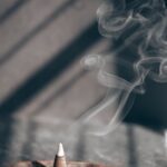white smoke on brown wooden table