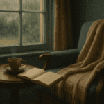 A quiet, comforting scene with a warm mug, journal and soft light suggesting calm after chaos