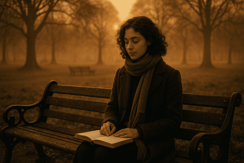 A calm morning ritual with journalling, tea, candle and tarot cards on a wooden table